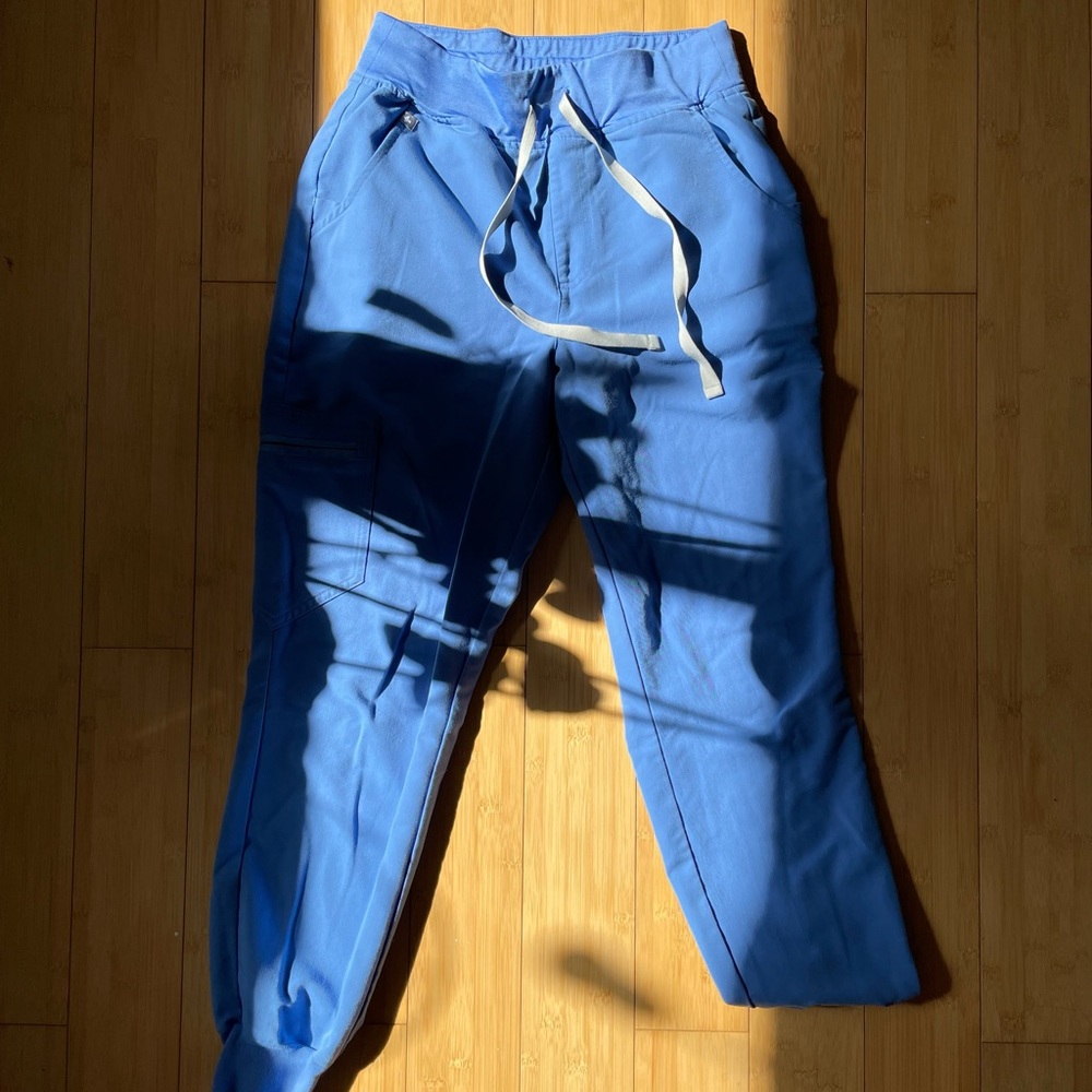 Figs Ceil Blue High Waisted Jogger Scrubs, Petite